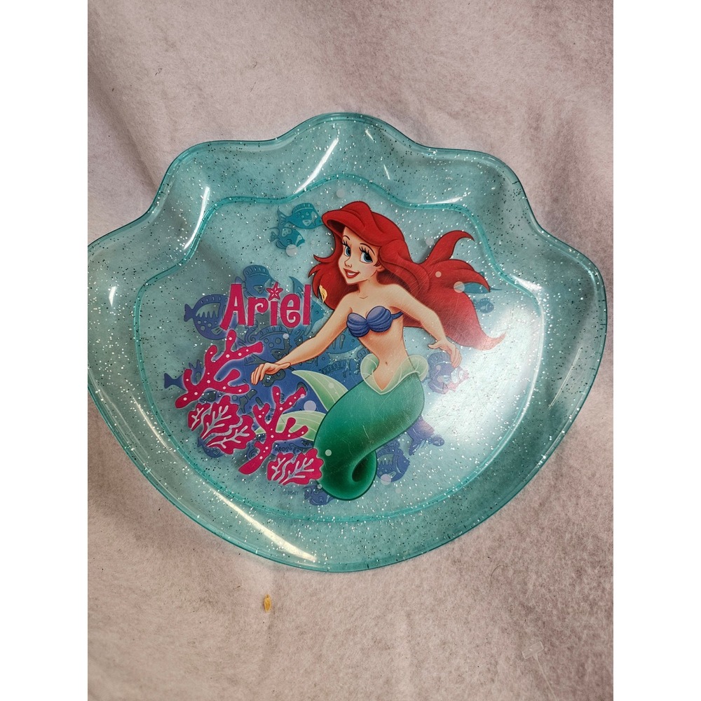 Disney Ariel The Little Mermaid Tinker Bell Plates Lot Melamine Glitter Plastic